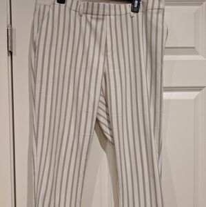 Uniqlo White and Grey Striped Pants
